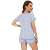 image:imageWiWi Pajamas for Women Super Soft Short Sleeve Top with Shorts Pajama Set Crewneck Summer Cooling Sleepwear Sets SXXLCblue Stripe