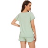 image:imageWiWi Pajamas for Women Super Soft Short Sleeve Top with Shorts Pajama Set Crewneck Summer Cooling Sleepwear Sets SXXLCgreen Stripe