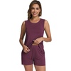 image:imageWiWi Pajamas for Women Tank Top Pajama Set Sleeveless Viscose from Bamboo Sleepwear Soft Shorts Pjs Sets Pj Loungewear SXXLDark Purple