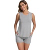 image:imageWiWi Pajamas for Women Tank Top Pajama Set Sleeveless Viscose from Bamboo Sleepwear Soft Shorts Pjs Sets Pj Loungewear SXXLHeather Grey