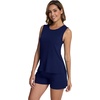 image:imageWiWi Pajamas for Women Tank Top Pajama Set Sleeveless Viscose from Bamboo Sleepwear Soft Shorts Pjs Sets Pj Loungewear SXXLNavy