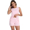 image:imageWiWi Pajamas for Women Tank Top Pajama Set Sleeveless Viscose from Bamboo Sleepwear Soft Shorts Pjs Sets Pj Loungewear SXXLPink