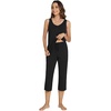 image:imageWiWi Pajamas for WomenViscose Made from Bamboo Sleeveless Pjs Tank Top Capri Pants Pajama Set SXXLAblack