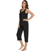 image:imageWiWi Pajamas for WomenViscose Made from Bamboo Sleeveless Pjs Tank Top Capri Pants Pajama Set SXXLAblack