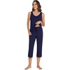 image:imageWiWi Pajamas for WomenViscose Made from Bamboo Sleeveless Pjs Tank Top Capri Pants Pajama Set SXXLAnavy