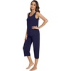 image:imageWiWi Pajamas for WomenViscose Made from Bamboo Sleeveless Pjs Tank Top Capri Pants Pajama Set SXXLAnavy