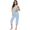 image:imageWiWi Pajamas for WomenViscose Made from Bamboo Sleeveless Pjs Tank Top Capri Pants Pajama Set SXXLApale Blue