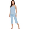 image:imageWiWi Pajamas for WomenViscose Made from Bamboo Sleeveless Pjs Tank Top Capri Pants Pajama Set SXXLApale Blue