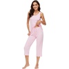 image:imageWiWi Pajamas for WomenViscose Made from Bamboo Sleeveless Pjs Tank Top Capri Pants Pajama Set SXXLApink