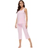 image:imageWiWi Pajamas for WomenViscose Made from Bamboo Sleeveless Pjs Tank Top Capri Pants Pajama Set SXXLApink