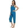 image:imageWiWi Pajamas for WomenViscose Made from Bamboo Sleeveless Pjs Tank Top Capri Pants Pajama Set SXXLAteal Blue