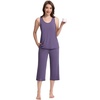 image:imageWiWi Pajamas for WomenViscose Made from Bamboo Sleeveless Pjs Tank Top Capri Pants Pajama Set SXXLBlavender