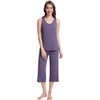 image:imageWiWi Pajamas for WomenViscose Made from Bamboo Sleeveless Pjs Tank Top Capri Pants Pajama Set SXXLBlavender