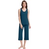 image:imageWiWi Pajamas for WomenViscose Made from Bamboo Sleeveless Pjs Tank Top Capri Pants Pajama Set SXXLBpeacock Blue