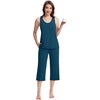 image:imageWiWi Pajamas for WomenViscose Made from Bamboo Sleeveless Pjs Tank Top Capri Pants Pajama Set SXXLBpeacock Blue