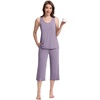 image:imageWiWi Pajamas for WomenViscose Made from Bamboo Sleeveless Pjs Tank Top Capri Pants Pajama Set SXXLBviolet