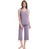 image:imageWiWi Pajamas for WomenViscose Made from Bamboo Sleeveless Pjs Tank Top Capri Pants Pajama Set SXXLBviolet