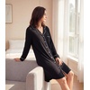 image:imageWiWi Soft Cooling Nightgowns for Women Bamboo Viscose Long Sleeve Sleep Shirt Button Down Sleepwear Boyfriend Gown SXXLAblack