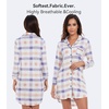 image:imageWiWi Soft Cooling Nightgowns for Women Bamboo Viscose Long Sleeve Sleep Shirt Button Down Sleepwear Boyfriend Gown SXXLAblue Plaid