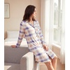 image:imageWiWi Soft Cooling Nightgowns for Women Bamboo Viscose Long Sleeve Sleep Shirt Button Down Sleepwear Boyfriend Gown SXXLAblue Plaid