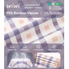 image:imageWiWi Soft Cooling Nightgowns for Women Bamboo Viscose Long Sleeve Sleep Shirt Button Down Sleepwear Boyfriend Gown SXXLAblue Plaid