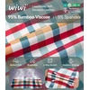 image:imageWiWi Soft Cooling Nightgowns for Women Bamboo Viscose Long Sleeve Sleep Shirt Button Down Sleepwear Boyfriend Gown SXXLAgreen Plaid