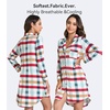 image:imageWiWi Soft Cooling Nightgowns for Women Bamboo Viscose Long Sleeve Sleep Shirt Button Down Sleepwear Boyfriend Gown SXXLAgreen Plaid