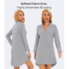 image:imageWiWi Soft Cooling Nightgowns for Women Bamboo Viscose Long Sleeve Sleep Shirt Button Down Sleepwear Boyfriend Gown SXXLAheather Grey