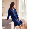 image:imageWiWi Soft Cooling Nightgowns for Women Bamboo Viscose Long Sleeve Sleep Shirt Button Down Sleepwear Boyfriend Gown SXXLAnavy