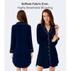 image:imageWiWi Soft Cooling Nightgowns for Women Bamboo Viscose Long Sleeve Sleep Shirt Button Down Sleepwear Boyfriend Gown SXXLAnavy