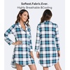 image:imageWiWi Soft Cooling Nightgowns for Women Bamboo Viscose Long Sleeve Sleep Shirt Button Down Sleepwear Boyfriend Gown SXXLAnavyGreen Plaid