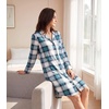 image:imageWiWi Soft Cooling Nightgowns for Women Bamboo Viscose Long Sleeve Sleep Shirt Button Down Sleepwear Boyfriend Gown SXXLAnavyGreen Plaid