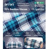 image:imageWiWi Soft Cooling Nightgowns for Women Bamboo Viscose Long Sleeve Sleep Shirt Button Down Sleepwear Boyfriend Gown SXXLAnavyGreen Plaid