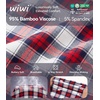 image:imageWiWi Soft Cooling Nightgowns for Women Bamboo Viscose Long Sleeve Sleep Shirt Button Down Sleepwear Boyfriend Gown SXXLAnavyRed Plaid