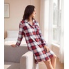 image:imageWiWi Soft Cooling Nightgowns for Women Bamboo Viscose Long Sleeve Sleep Shirt Button Down Sleepwear Boyfriend Gown SXXLAnavyRed Plaid