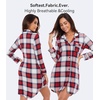 image:imageWiWi Soft Cooling Nightgowns for Women Bamboo Viscose Long Sleeve Sleep Shirt Button Down Sleepwear Boyfriend Gown SXXLAnavyRed Plaid