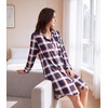 image:imageWiWi Soft Cooling Nightgowns for Women Bamboo Viscose Long Sleeve Sleep Shirt Button Down Sleepwear Boyfriend Gown SXXLAnavyRed Stripe Plaid