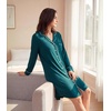 image:imageWiWi Soft Cooling Nightgowns for Women Bamboo Viscose Long Sleeve Sleep Shirt Button Down Sleepwear Boyfriend Gown SXXLApeacock Green