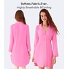 image:imageWiWi Soft Cooling Nightgowns for Women Bamboo Viscose Long Sleeve Sleep Shirt Button Down Sleepwear Boyfriend Gown SXXLAraspberry Pink