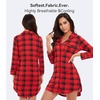 image:imageWiWi Soft Cooling Nightgowns for Women Bamboo Viscose Long Sleeve Sleep Shirt Button Down Sleepwear Boyfriend Gown SXXLAred Plaid