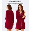 image:imageWiWi Soft Cooling Nightgowns for Women Bamboo Viscose Long Sleeve Sleep Shirt Button Down Sleepwear Boyfriend Gown SXXLAwine Red