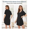 image:imageWiWi Soft Cooling Nightgowns for Women Bamboo Viscose Long Sleeve Sleep Shirt Button Down Sleepwear Boyfriend Gown SXXLBblack