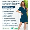 image:imageWiWi Soft Cooling Nightgowns for Women Bamboo Viscose Long Sleeve Sleep Shirt Button Down Sleepwear Boyfriend Gown SXXLBpeacock Blue