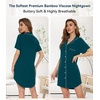image:imageWiWi Soft Cooling Nightgowns for Women Bamboo Viscose Long Sleeve Sleep Shirt Button Down Sleepwear Boyfriend Gown SXXLBpeacock Green