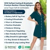 image:imageWiWi Soft Cooling Nightgowns for Women Bamboo Viscose Long Sleeve Sleep Shirt Button Down Sleepwear Boyfriend Gown SXXLBpeacock Green