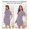 image:imageWiWi Soft Cooling Nightgowns for Women Bamboo Viscose Long Sleeve Sleep Shirt Button Down Sleepwear Boyfriend Gown SXXLBviolet