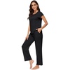 image:imageWiWi Soft Pajama Set for Women Short Sleeve Viscose from Bamboo Sleepwear Lightweight Loose Pajamas Pjs Sets SXXLAblack