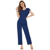 image:imageWiWi Soft Pajama Set for Women Short Sleeve Viscose from Bamboo Sleepwear Lightweight Loose Pajamas Pjs Sets SXXLAblue Depth