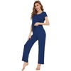 image:imageWiWi Soft Pajama Set for Women Short Sleeve Viscose from Bamboo Sleepwear Lightweight Loose Pajamas Pjs Sets SXXLAblue Depth