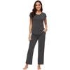 image:imageWiWi Soft Pajama Set for Women Short Sleeve Viscose from Bamboo Sleepwear Lightweight Loose Pajamas Pjs Sets SXXLAcharcoal Heather